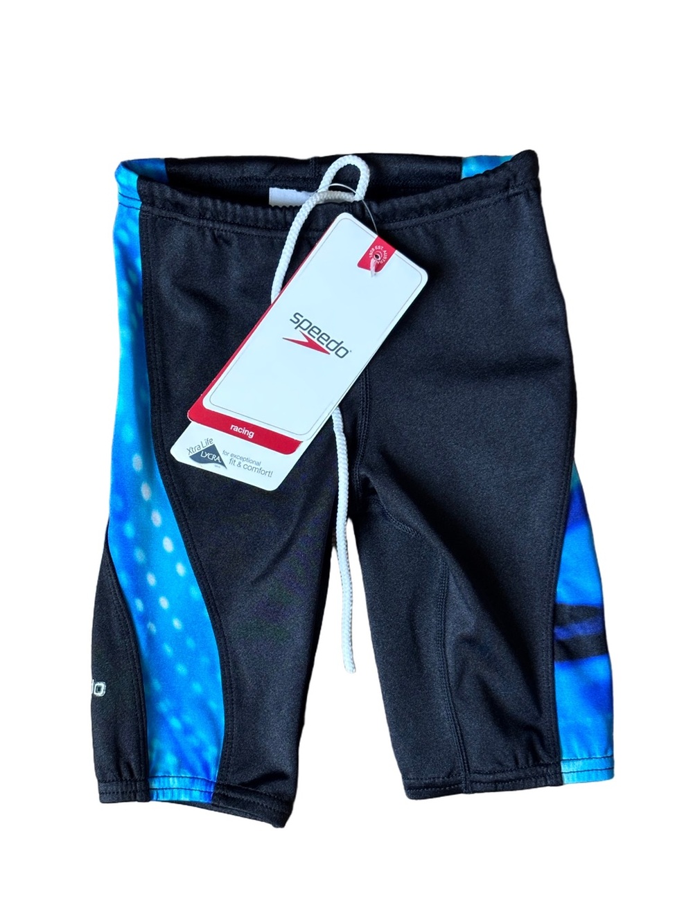 Speedo Racing Xtra Life Lycra Black Blue Competition Swim Jammer 22 (boy 6/7)